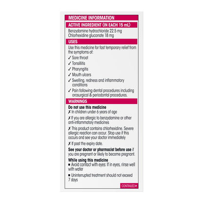 Difflam Plus Sore Throat & Mouth Solution Mint 200ml - Dual Action Relief