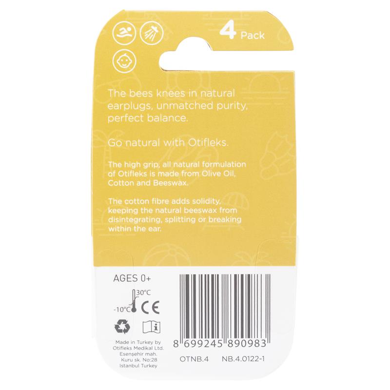 Otifleks Natural Beeswax Earplugs - 4 Pack