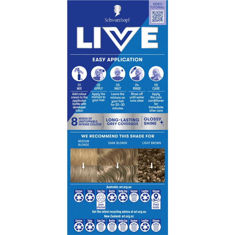 Schwarzkopf Live Colour Permanent 7.1 Medium Ash Blonde