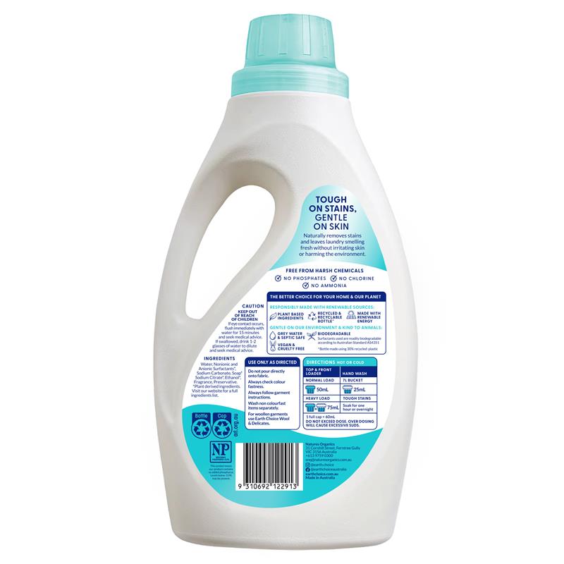 Earth Choice Laundry Liquid Ultra Concentrate Sensitive 1 Litre - Eco-Friendly Cleaning Power