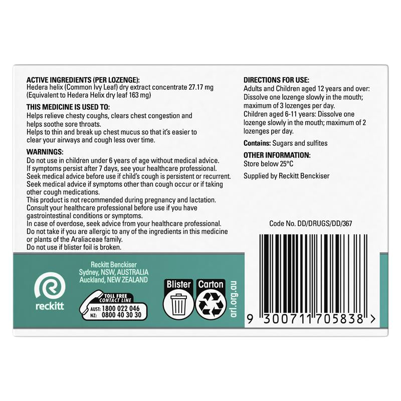 Strepsils Herbal Chesty Cough+ Lozenges Honey Lemon 32 Pack - Effective Cough Relief