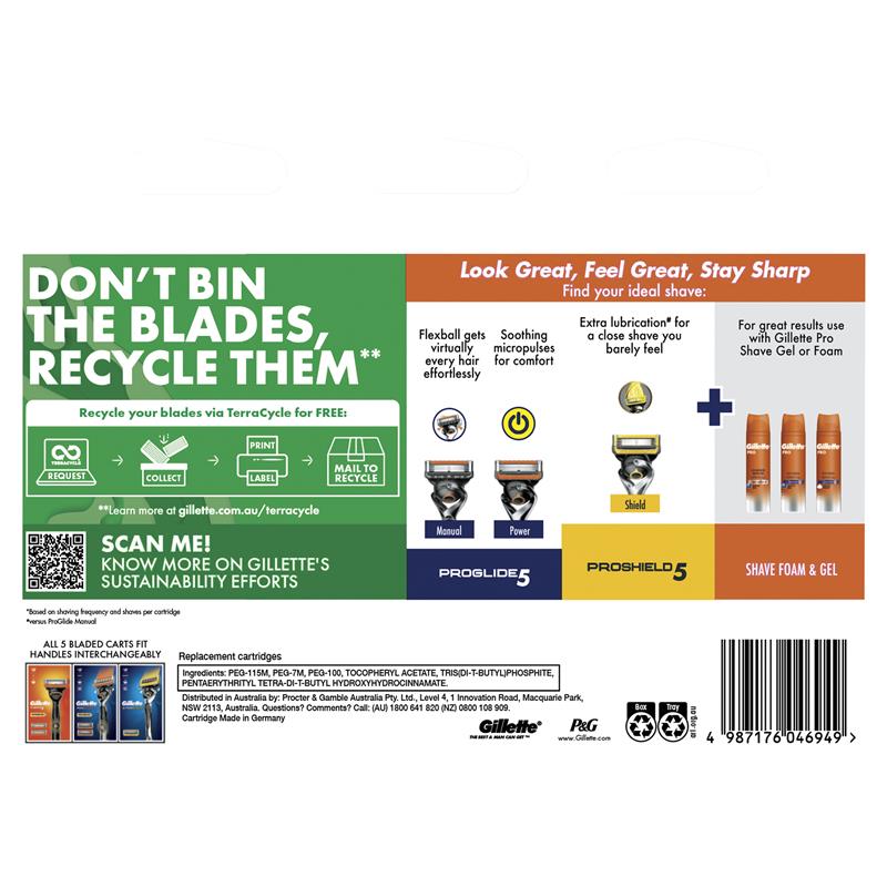 Gillette Fusion5 Power Razor Refills, 10 cartridges –Blades with Precision Trimmer