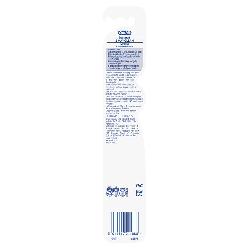Oral-B Complete 5 Way Clean Medium Toothbrush - 1 Count