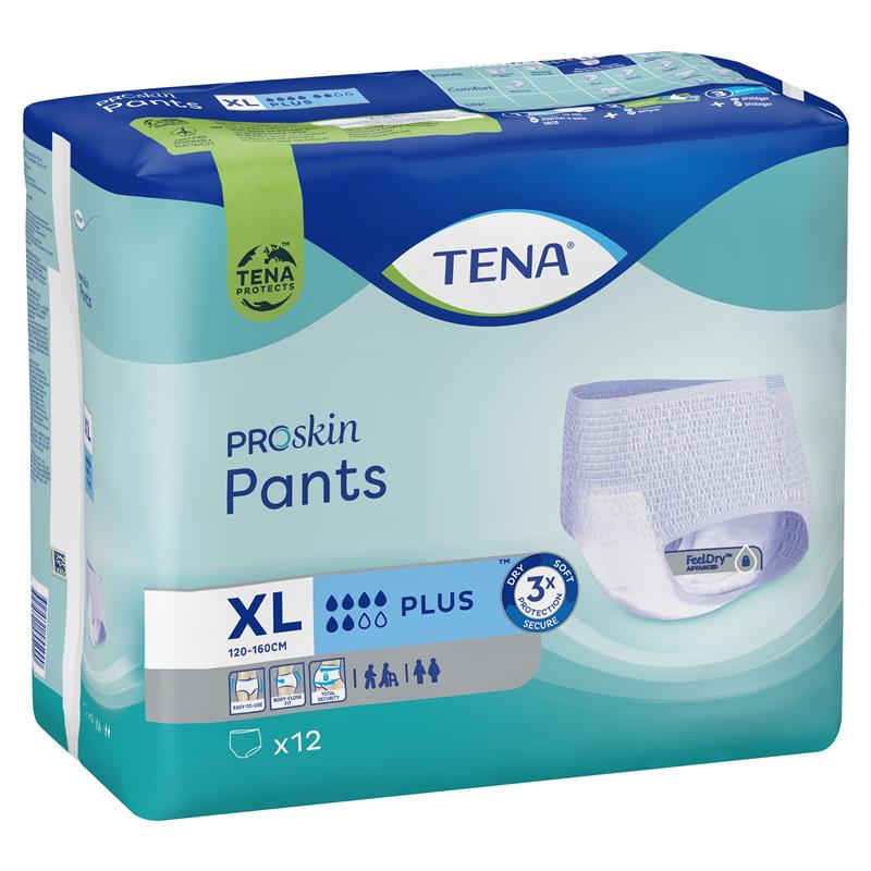 TENA ProSkin XL Incontinence Pants Plus - 12 Pants , Unisex, High Absorbency