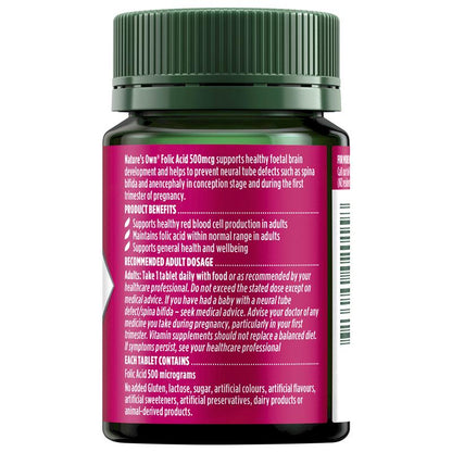 Nature's Own Folic Acid 500mcg 120 Tablets
