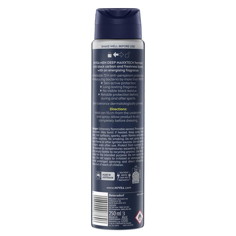 NIVEA MEN Deodorant Deep Extreme 72hr 250ml - Ultimate Freshness