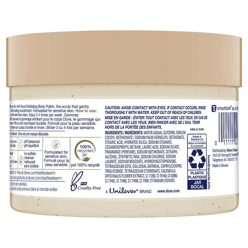 Dove Exfoliating Body Polish with Colloidal Oatmeal and Calendula Oil 298g - Gentle Skin Care