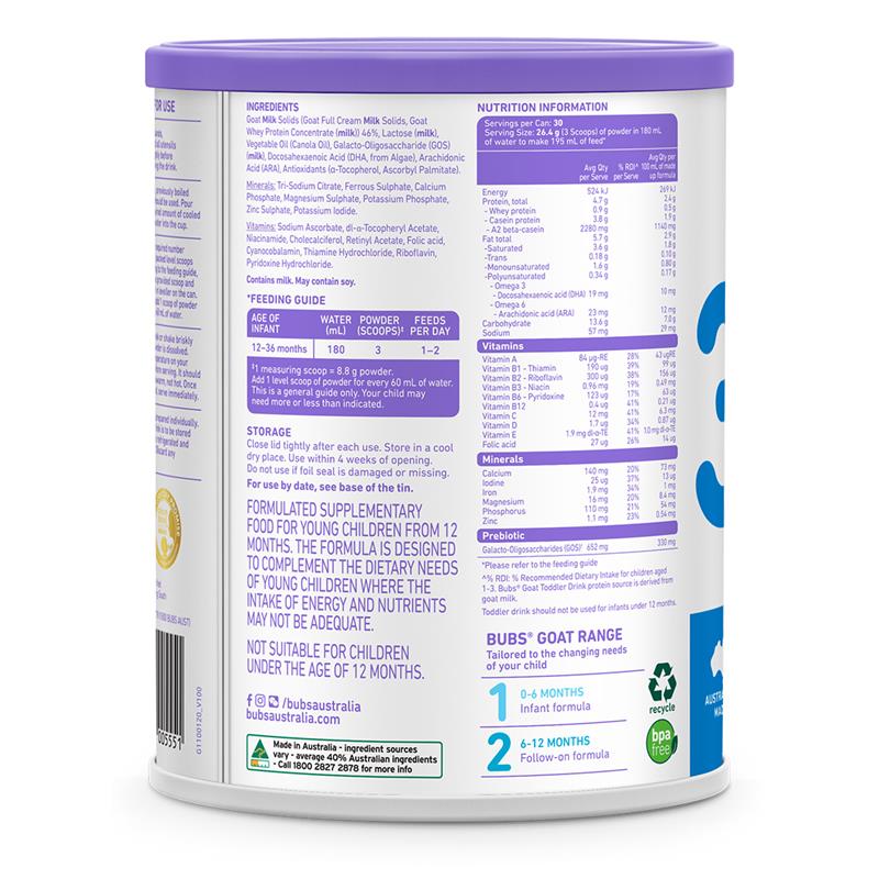 Bubs Goat Toddler Formula Stage 3 - 800g