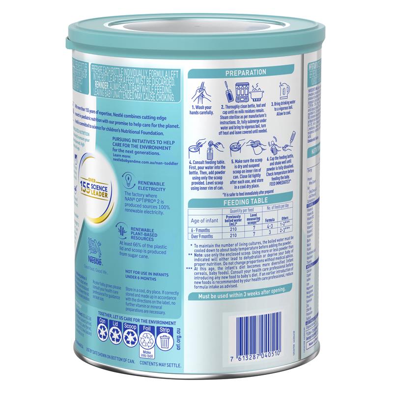 Nestle NAN OPTIPRO 2 Premium Baby Follow-on Formula Powder (800g) - Ideal for Infants 6 to 12 Months