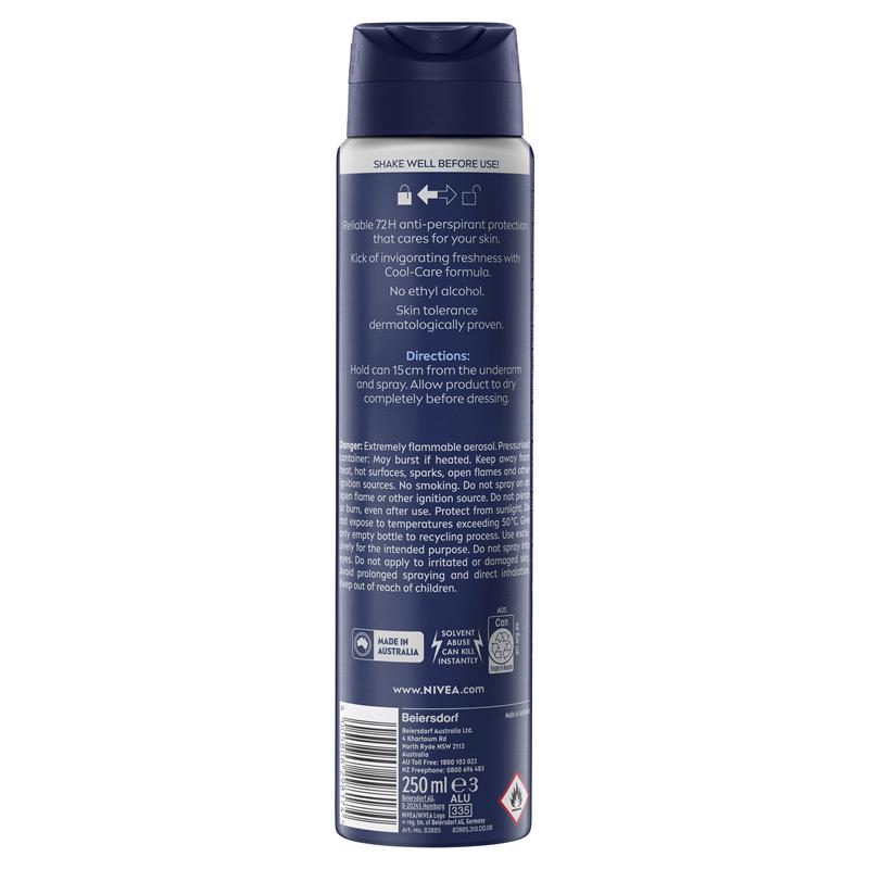 NIVEA MEN Cool Kick Aerosol Deodorant 72H Protection 250ml