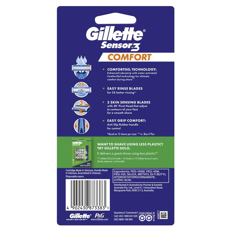 Gillette Sensor 3 Disposable Razors for Men - 8 Pack