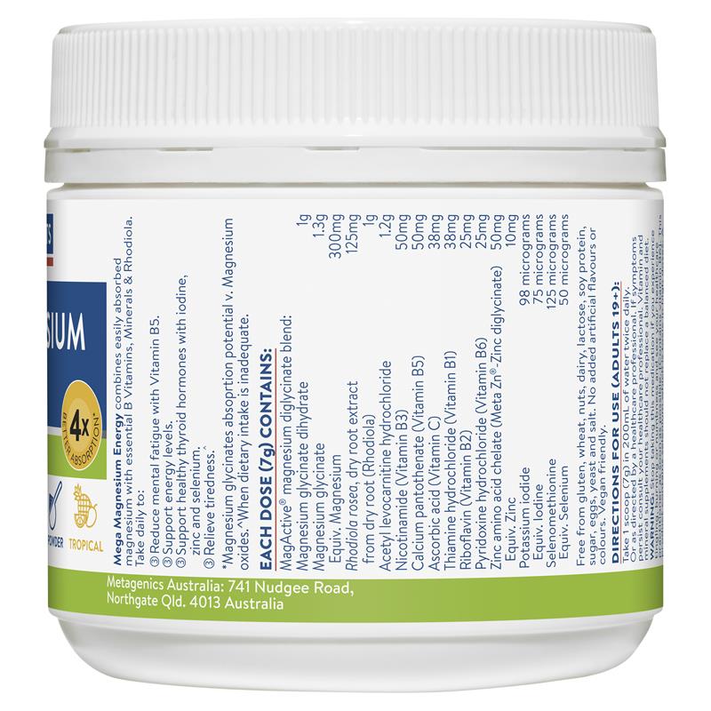 Ethical Nutrients Mega Magnesium Energy 140g Powder