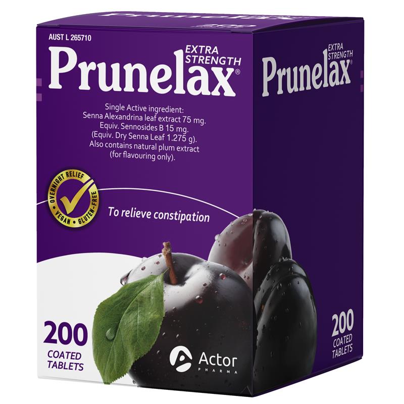 Prunelax Extra Strength 200 Tablets - Natural Laxative for Constipation Relief