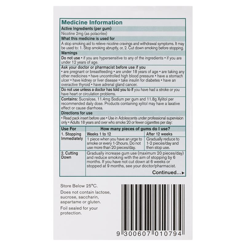 Nicorette Gum 2mg Icy Mint - 75 Sugar-Free Pieces