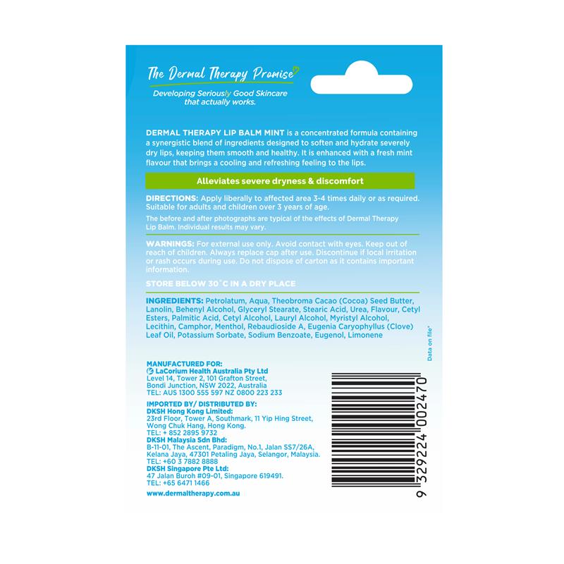Dermal Therapy Lip Balm Tube Mint 10g