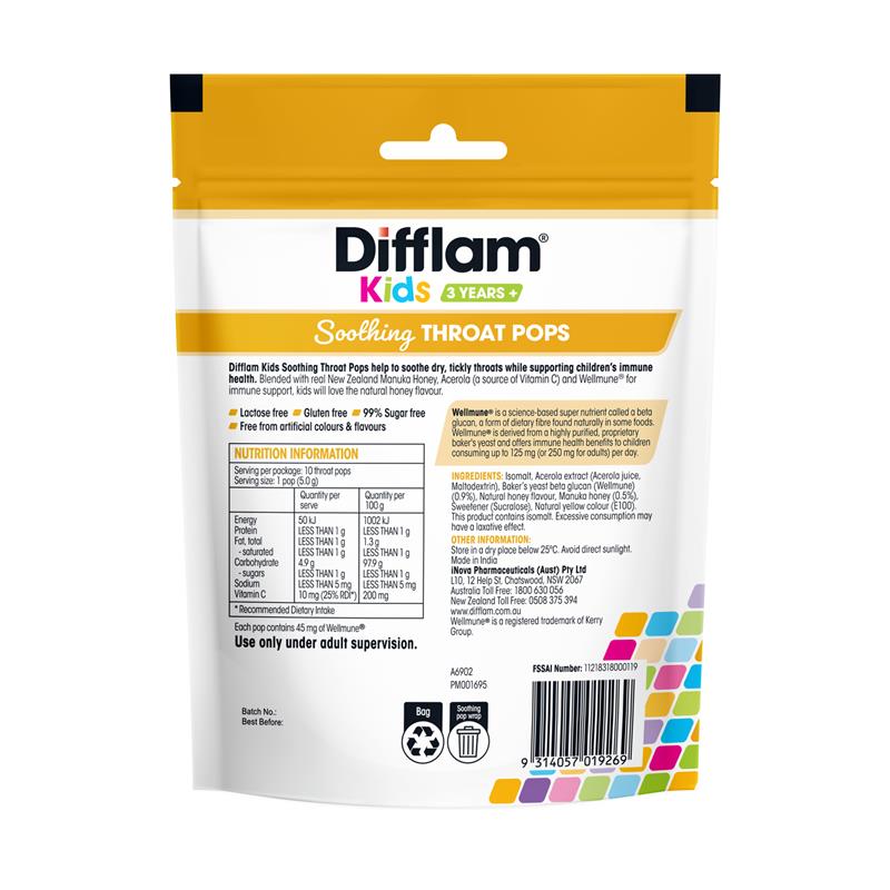 Difflam Soothing Throat Pops with Manuka Honey 10 Pack