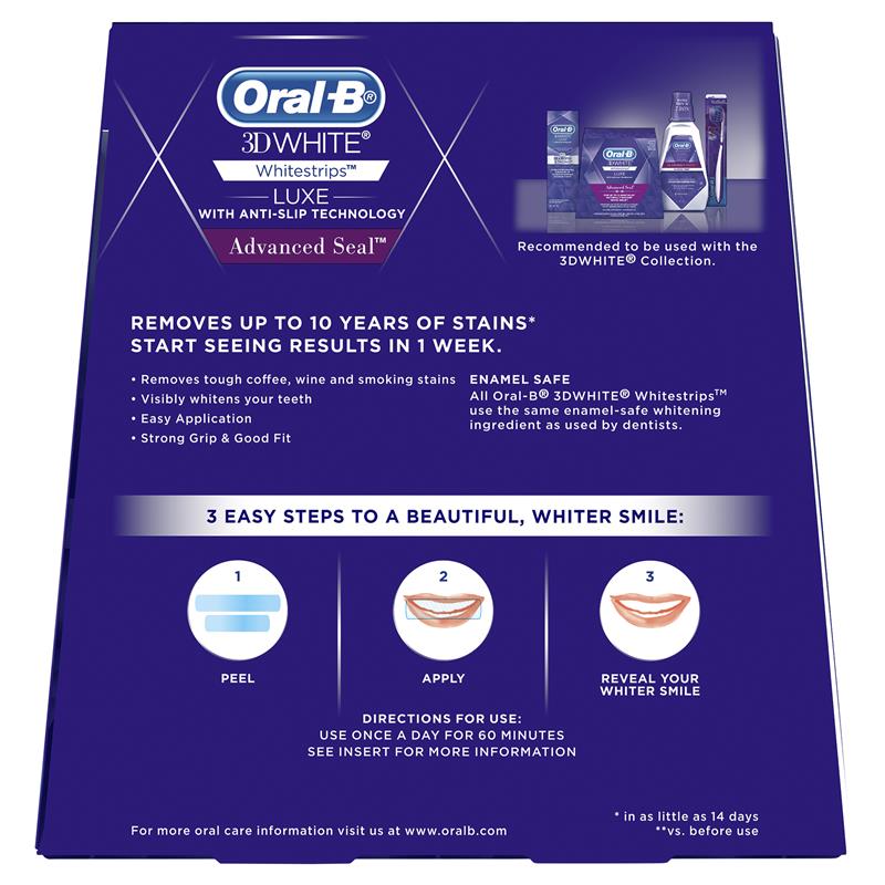 Oral-B 3D White Luxe Advanced Seal 14 Teeth Whitening Treatments - Enamel Safe