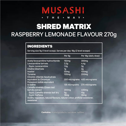 Musashi Shred Matrix Powder Raspberry Lemonade - 270g