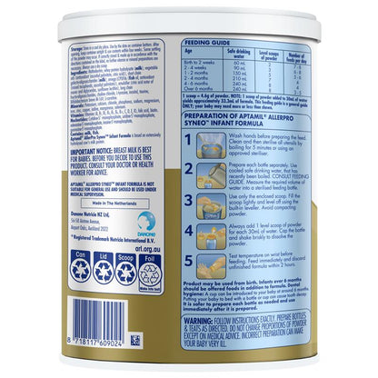 Aptamil AllerPro Syneo 1 Allergy Premium Baby Infant Formula From Birth to 6 Months 900g