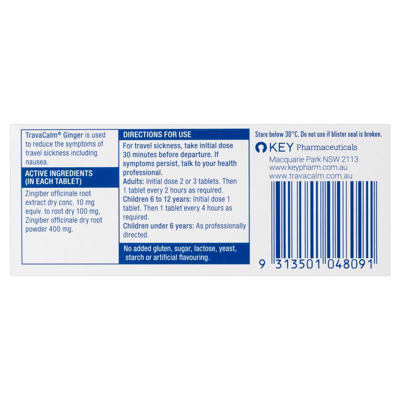 Travacalm Ginger Tablets - 30 Count for Natural Relief