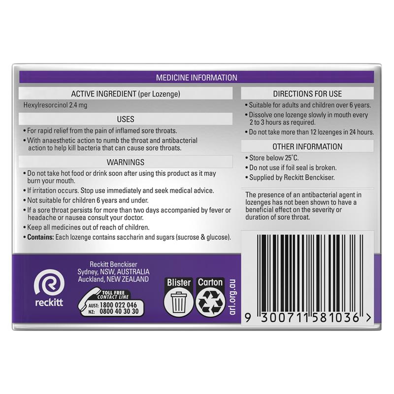 Strepsils Extra Blackcurrant Sore Throat Lozenges - 16 Pack