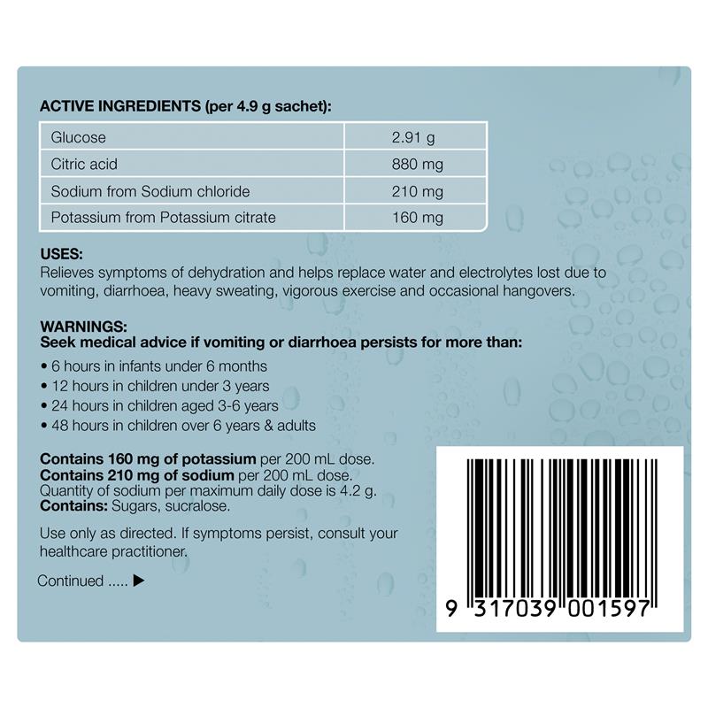 Hydralyte Electrolyte Powder - Colour Free Lemonade - 4.9g x 10 Sachets