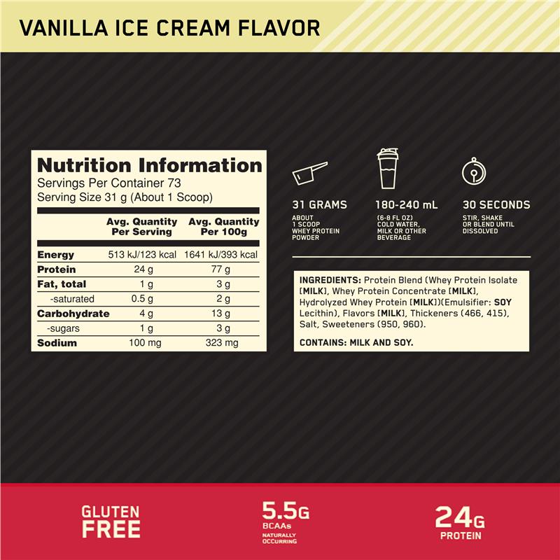Optimum Nutrition Gold Standard 100% Whey Protein - Vanilla Ice Cream (907g)