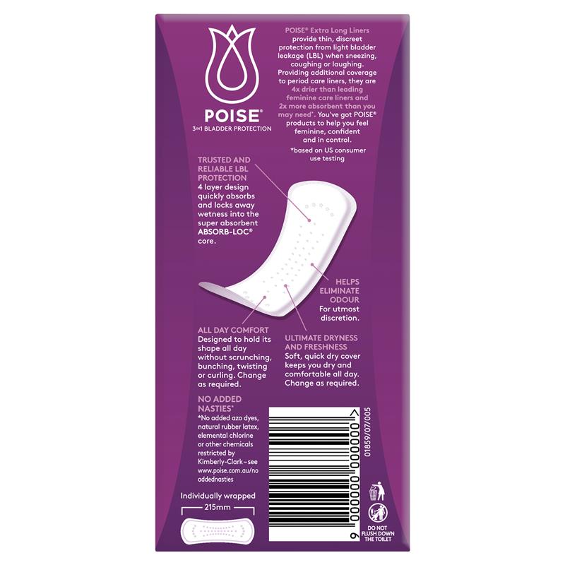 Poise Extra Long Liners - 22 Pack for Ultimate Bladder Protection