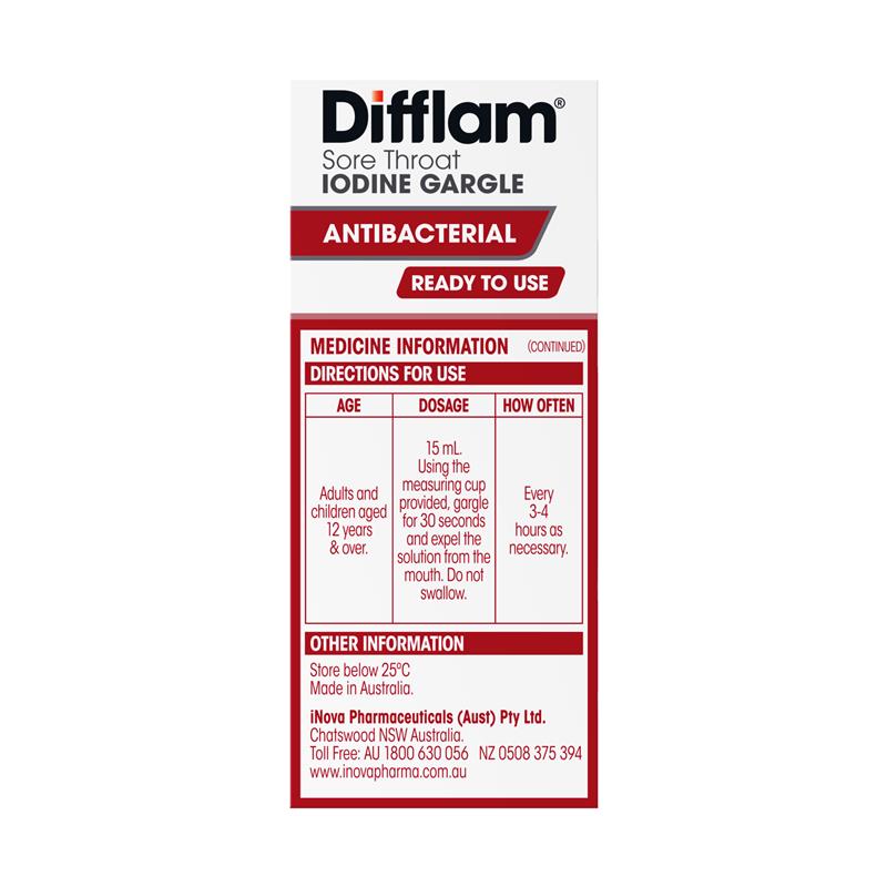 Difflam Plus Ready To Use Sore Throat Gargle - Mint Flavor 200ml
