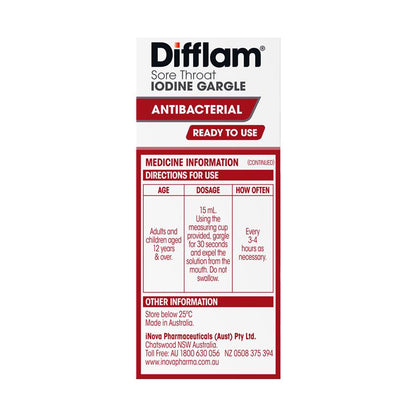 Difflam Plus Ready To Use Sore Throat Gargle - Mint Flavor 200ml