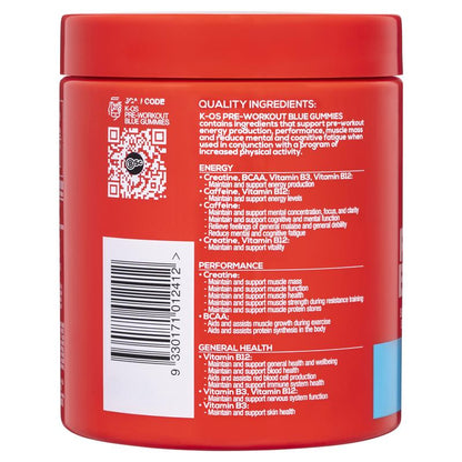 BSc K-OS Pre-Workout Blue Gummies 300g