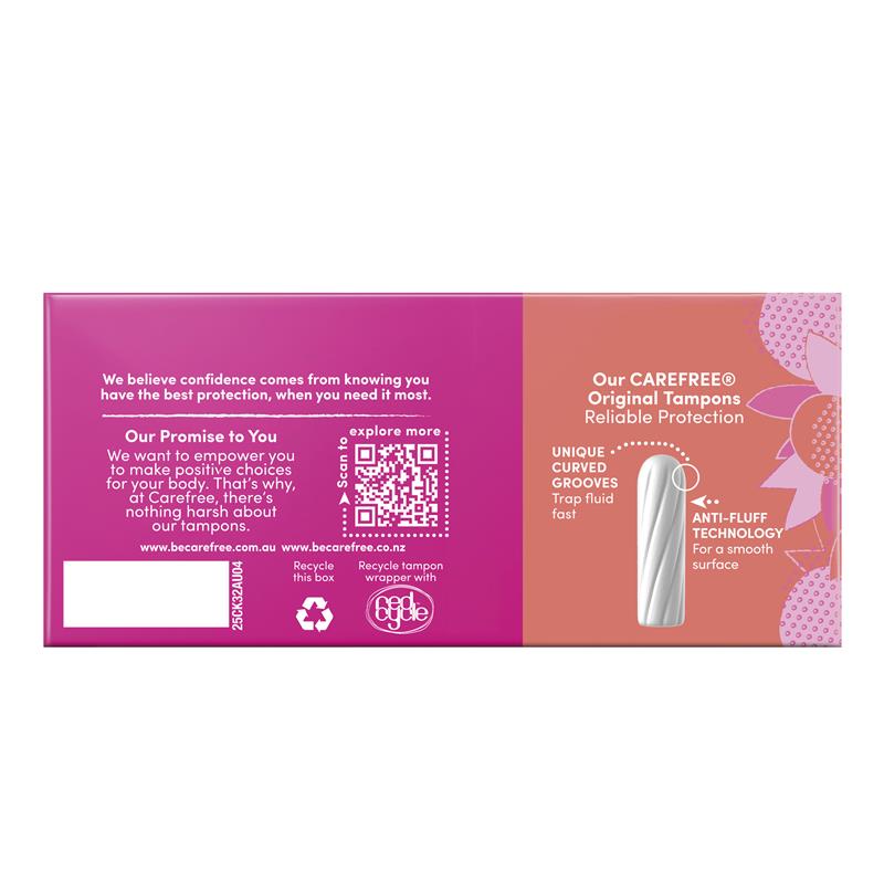 Carefree Original Fragrance Free Super Tampons 32 Pack - Ultimate Protection for Heavy Flow
