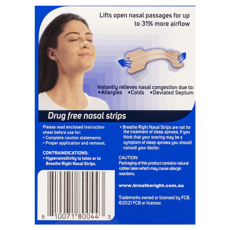 Breathe Right Nasal Strips Tan Large 30 Count