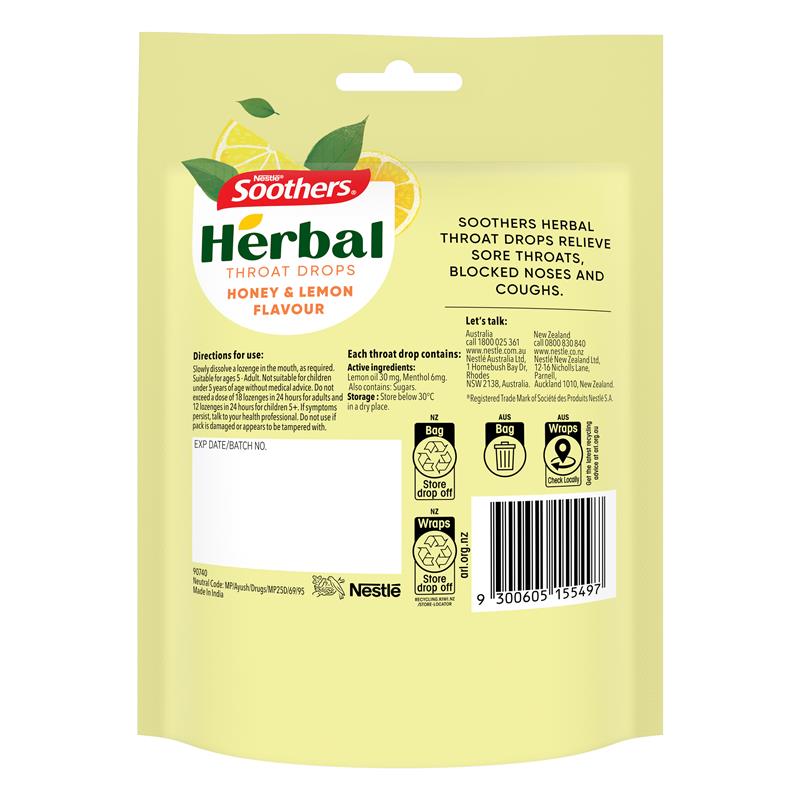 Nestle Soothers Herbal Honey & Lemon - 18 Lozenges (63g)