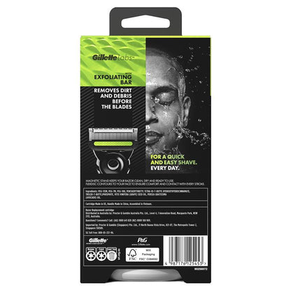 Gillette Labs Exfoliating Men's Razor with Magnetic Stand & 4 Blade Refills