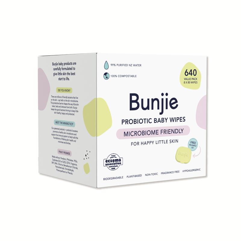 Bunjie Baby Wipes 8x80 Wipes - Gentle & Eco-Friendly Care