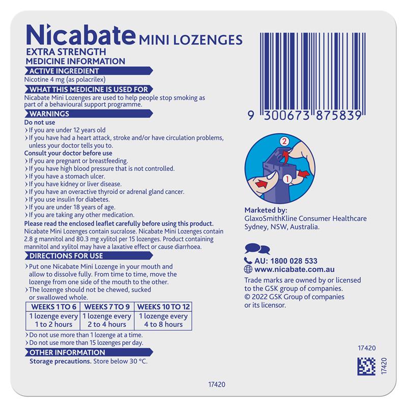 Nicabate Minis 4mg - 20 Lozenges for Quick Craving Relief