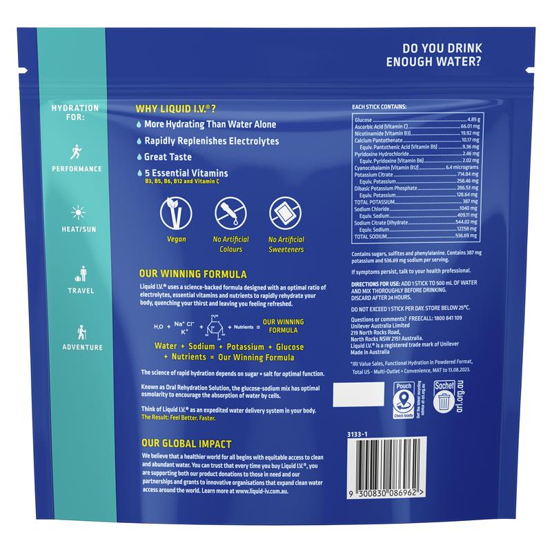 Liquid IV Hydration Electrolyte Drink Mix - Strawberry (24 Sachets)