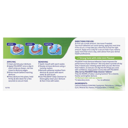 Polident Denture Adhesive Cream - Fresh Mint (2x60g Pack Exclusive Size)