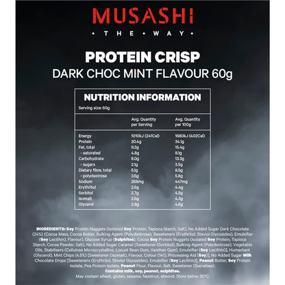 Musashi Protein Crisp Bar Choc Mint 60g