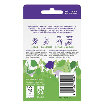 Swisspers Earth Kind Reusable Eco Cleansing Pads - 4 Pack