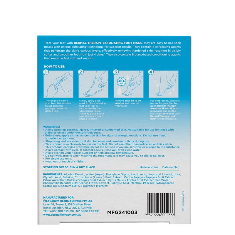 Dermal Therapy Exfoliating Foot Mask 1 Pair