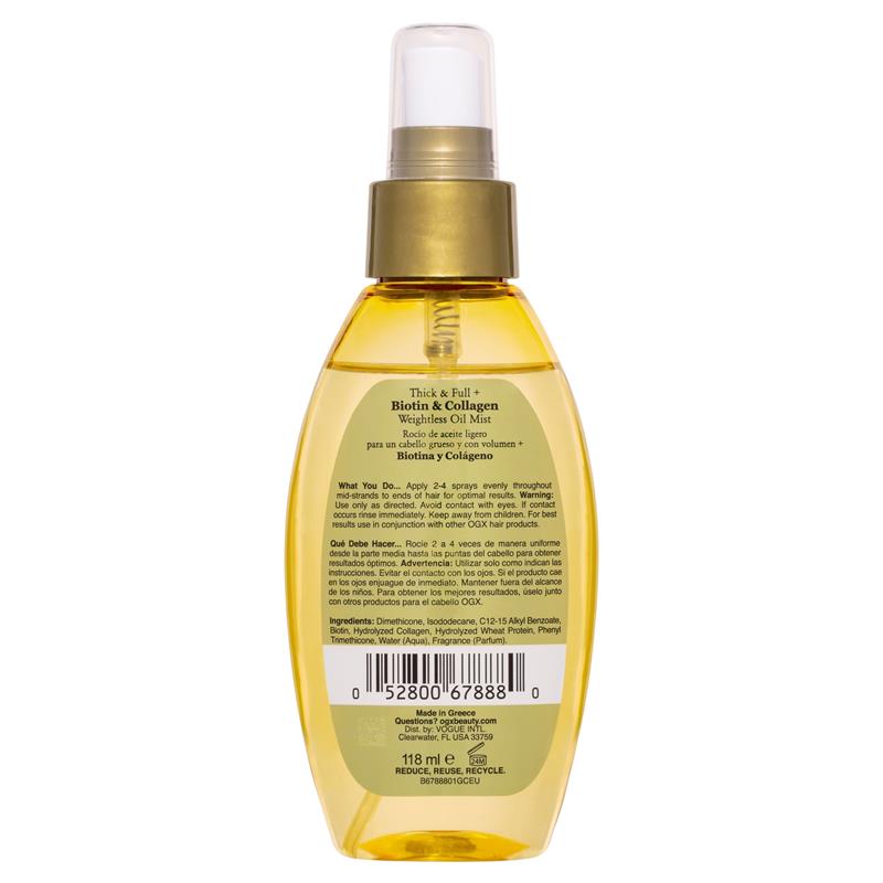 OGX Biotin & Collagen Volumising Weightless Oil Mist 118mL