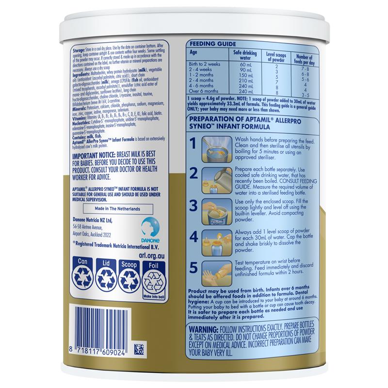 Aptamil AllerPro Syneo 1 - Premium Allergy Infant Formula (900g)