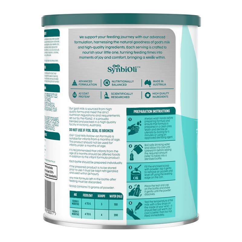 Oli6 Stage 2 Dairy Goat Milk Formula Follow On 800g - Premium Nutrition for Infants