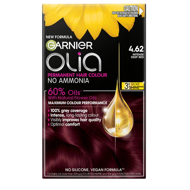 Garnier Olia 4.62 Intense Deep Red Permanent Hair Colour - Ammonia-Free with 60% Oils