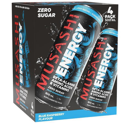 Musashi Blue Raspberry Energy Drinks 500ml x 4 Pack