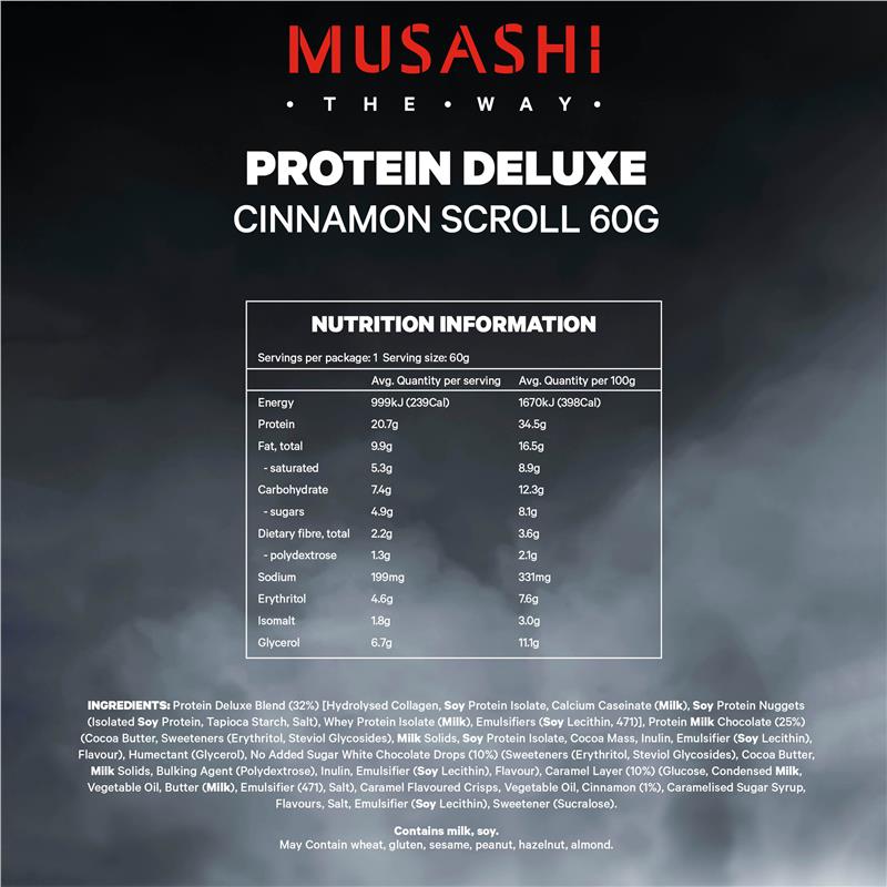Musashi Deluxe Protein Bar - Cinnamon Scroll 60g