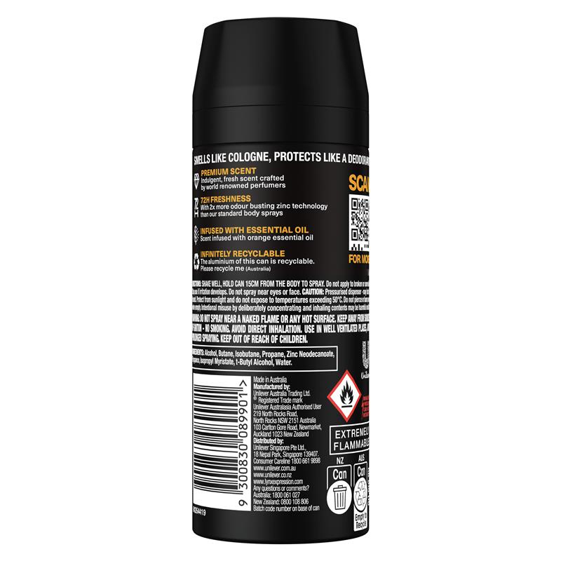 LYNX Black Vanilla Premium Body Spray 150ml - Captivating Fragrance