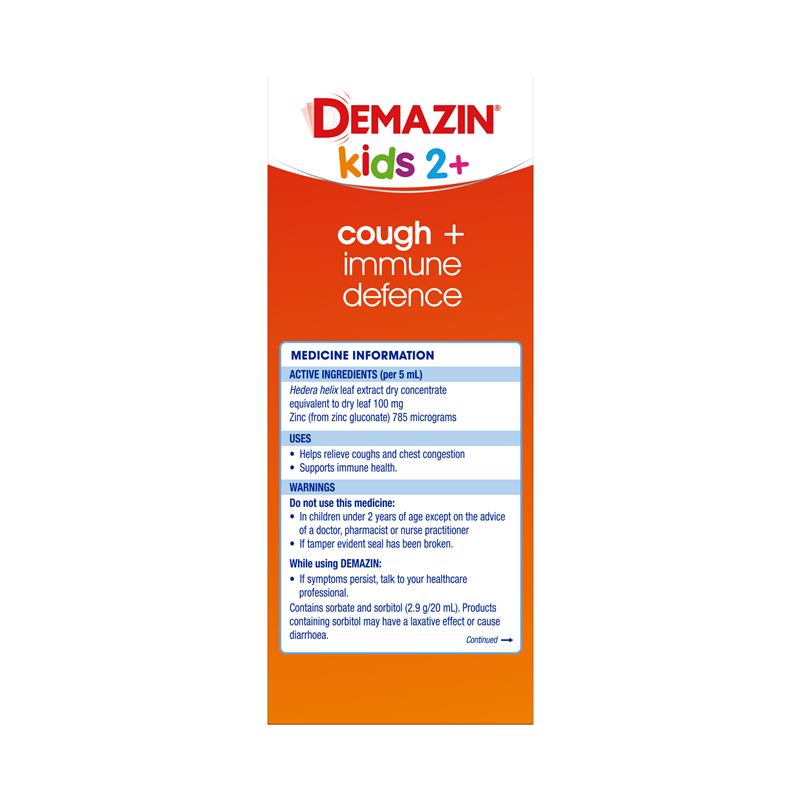 Demazin Kids 2+ Cough + Immune Defence 200ml - Natural Berry Flavor